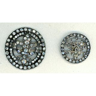 2 Div 1 Pierced Silver All Over Paste Jewel Buttons