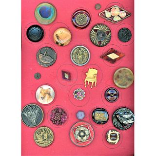 A Card Of Assorted Material And Subject Matter Buttons