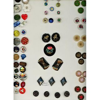 A Large Framed Grouping Of Assorted Glass Buttons