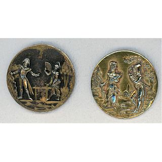 A Pair Of Division One Metal French Fop Buttons
