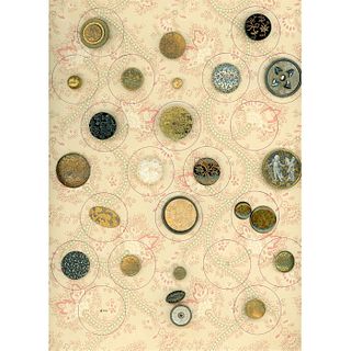 6 Cards Of Mostly Metal Buttons Including Pictorial