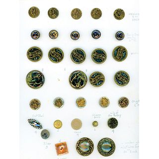 4 Cards Of Mostly Metal Buttons Including Pictorial