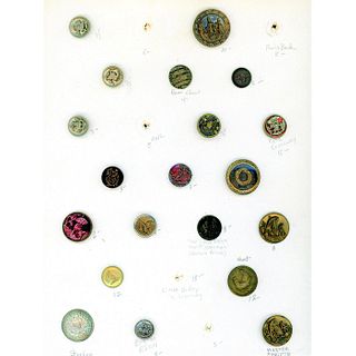 7 Cards Of Mostly Metal Buttons Including Pictorial