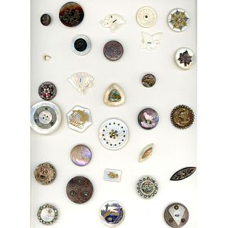 A Card Of Assorted Div 1 And 3 Shell Buttons