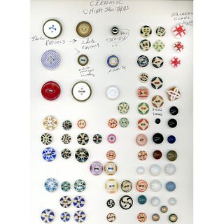 1 Card Of Assorted China Buttons Including Calico