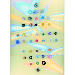 1 Card Of Assorted Div 1 Clear & Colored Glass Buttons