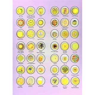 1 Card Of Assorted Div 3 Yellow Glass Buttons