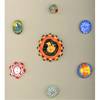 Small Card Of Assorted Lampwork/Paperweight Buttons