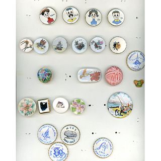 2 Cards Of Assorted Div 3 Mostly Ceramic Buttons