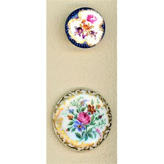 Two Division 1 Hand Painted Porcelain Buttons