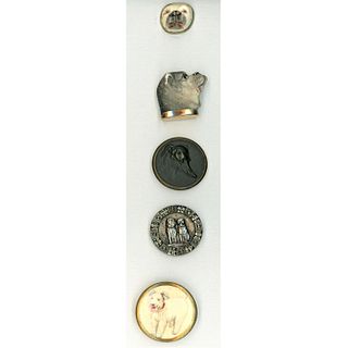 A Small Card Of Assorted Material Dog Buttons