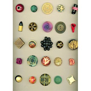 A Card Of Assorted Technique Celluloid Buttons