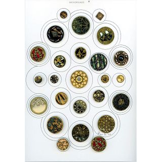 A Full Card Of Assorted Victorian Celluloid Buttons