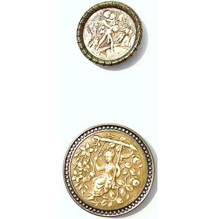 Two Division 1 Ivoroid (Celluloid) Pictorial Buttons