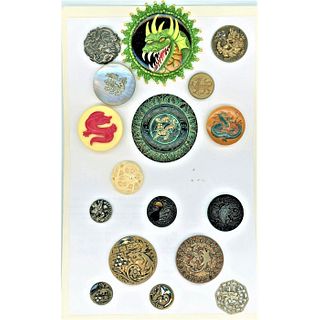 A Small Card Of Assorted Material Dragon Buttons