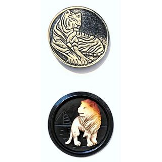 Two Magnificent Assorted Material Wildcat Buttons