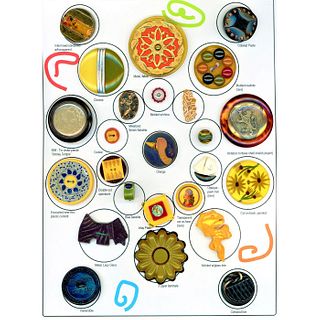 A Card Of Assorted Technique Bakelite Buttons