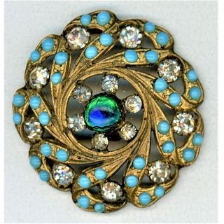 Another Rare And Unusual Button With Peacock Eye Glass