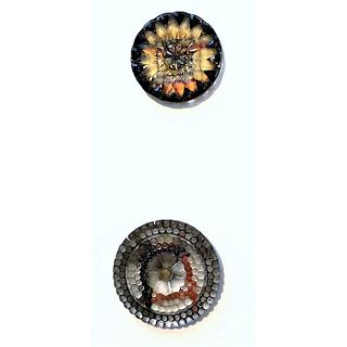 2 Beautiful 19Th Century Lacy Glass Buttons
