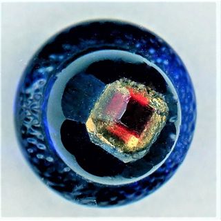 1 Very Rare Cobalt Blue Glass Acorn Tingue Glass Button