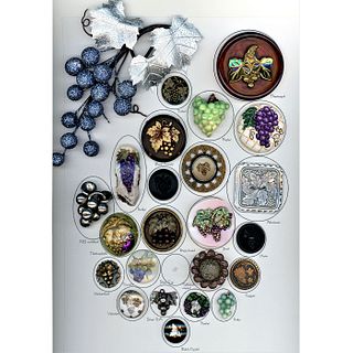 A Whole Card Of Assorted Material Grape Buttons