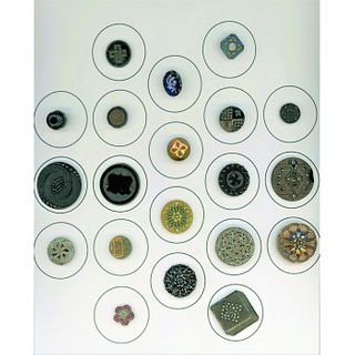 A Card Of Assorted Div 1 Black Glass Buttons
