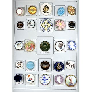 A Card Of Assorted Div 1 & 3 Ceramic Buttons