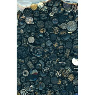 A Bag Lot Of Assorted Black Glass Buttons