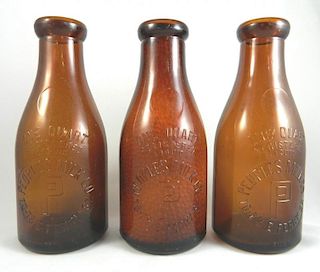 Dairy bottles - 3 amber quart, Buffalo NY