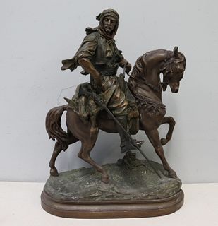 Antique Patinated Metal Sculpture Of An Arab On