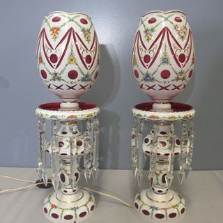 Large And Impressive Pair Of Bohemian Glass Luster