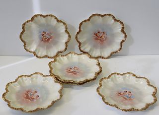 Set Of 6 Limoges Porcelain Cherub Plates