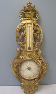 Antique Carved And Giltwood French Barometer