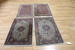 2 Pair Of Vintage & Finely Hand Woven Area Carpets