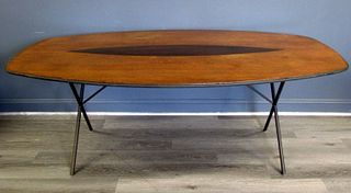 Midcentury Oval Table with Metal Legs.