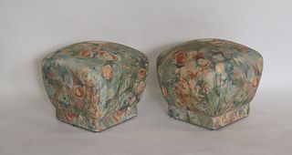 Pair Of Vintage Upholstered Ottomans