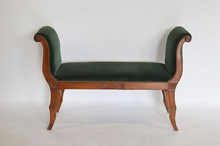19th Century Upholstered High Arm Bench
