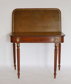Antique Mahogany Leathertop Game Table.
