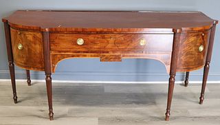 Regency Mahogany Inlaid Sideboard With Fluted