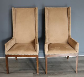 Fine Quality And Vintage Pair Of High Back Chairs