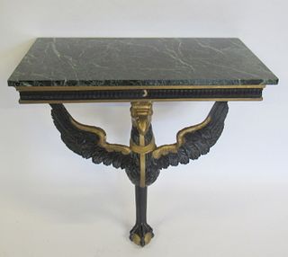 Antique Carved, Paint  And Gilt Decorated Eagle