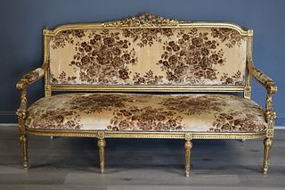 Antique Carved And Giltwood Louis XV1 Style Settee