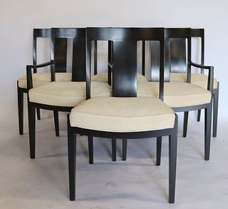 BAKER, Signed Set Of 6 Ebonised Chairs.