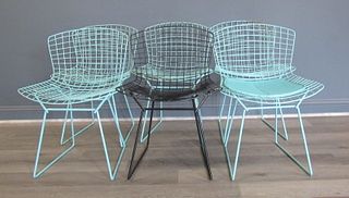 Midcentury 6 Bertoia Wire Chairs.