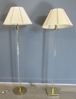 Hansen Signed Lucite And Brass Standing Lamp