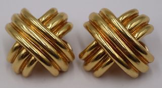 JEWELRY. Pair of Tiffany & Co. 18kt Gold X-Form