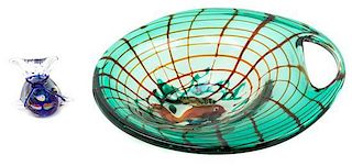 An Italian Glass Bowl Width of first 14 1/2 inches.