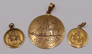 JEWELRY. (3) 18kt Gold Medallion Pendants.