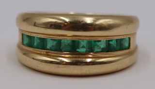 JEWELRY. Signed 14kt Gold and Emerald Ring.