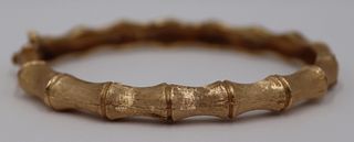 JEWELRY. Vintage 14kt Gold Bamboo Form Bracelet.